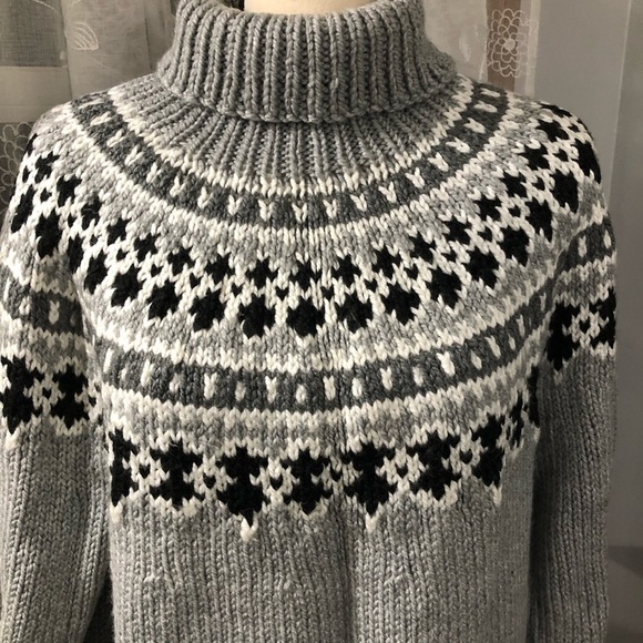 Handmade chunky knit sweater turtleneck SZ L - Picture 5 of 11